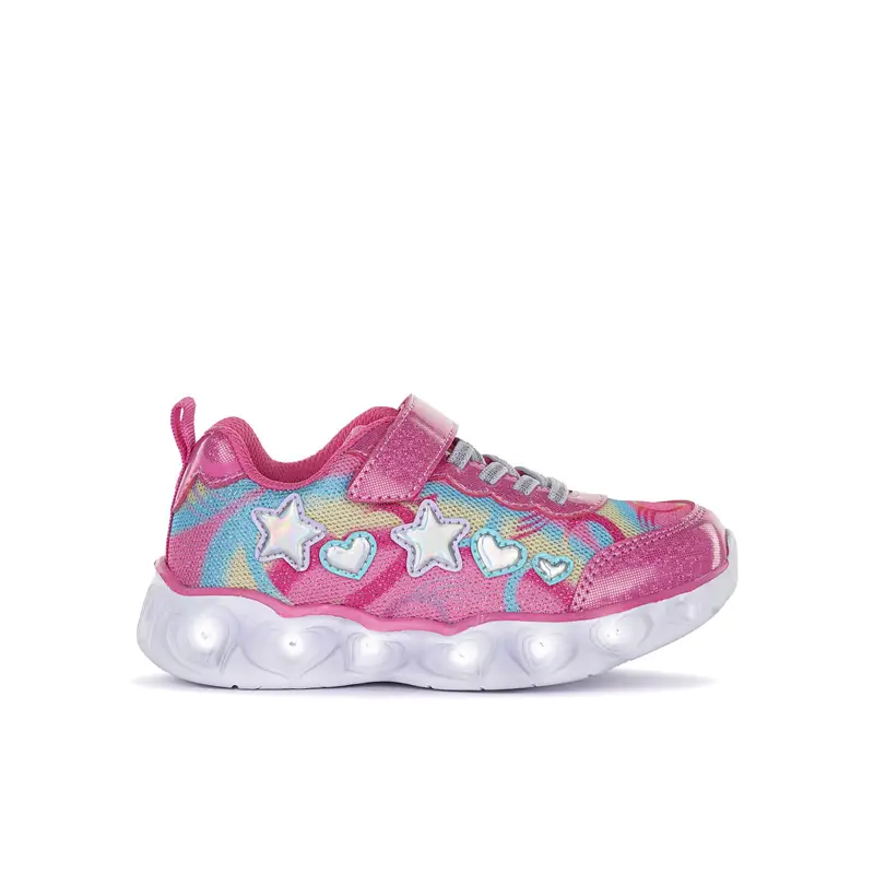 Sneakers fucsia da bimba con velcro e luci