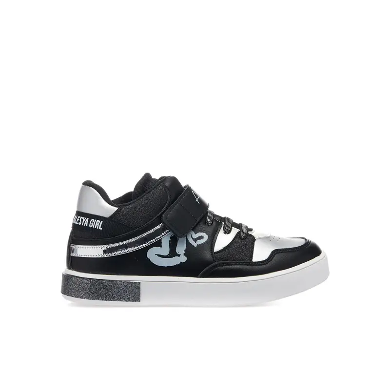 Sneakers nera da bimba con velcro e glitter
