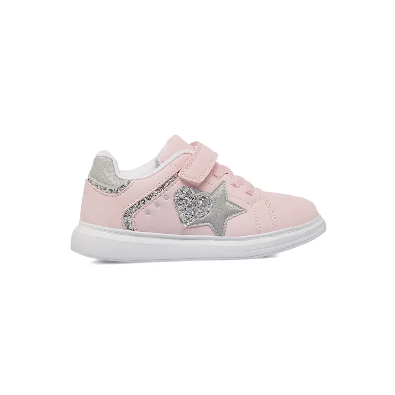 Sneakers rosa da bambina con dettaglio glitterato e velcro