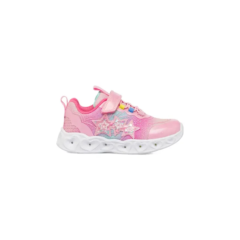 Sneakers rosa da bambina con stelle e luci