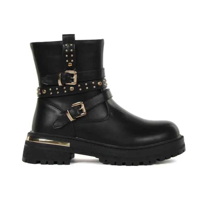 Stivaletti neri da bambina con cinturini con borchie