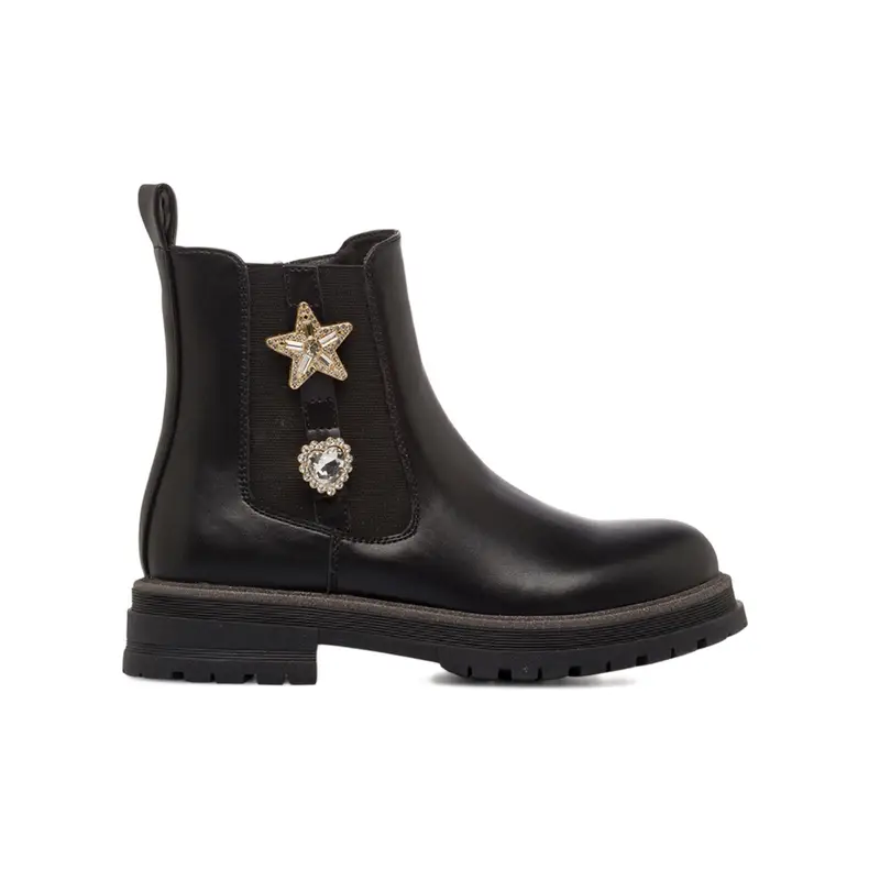 Stivaletti neri da bambina con dettagli gioiello