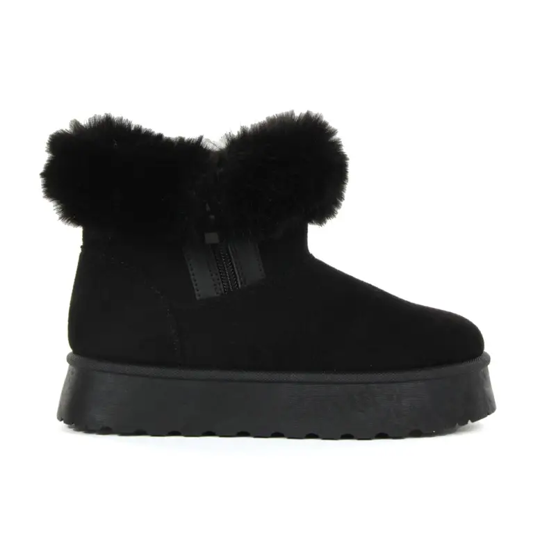 Stivaletti neri da bambina con suola platform e interno in peluche