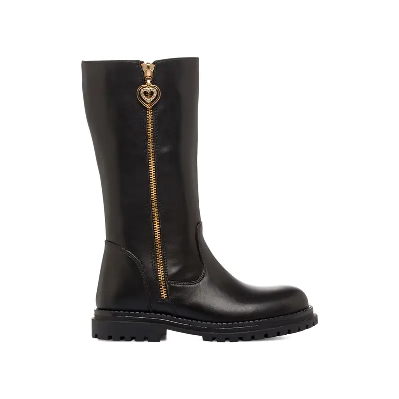 Stivali neri da bambina con dettaglio zip