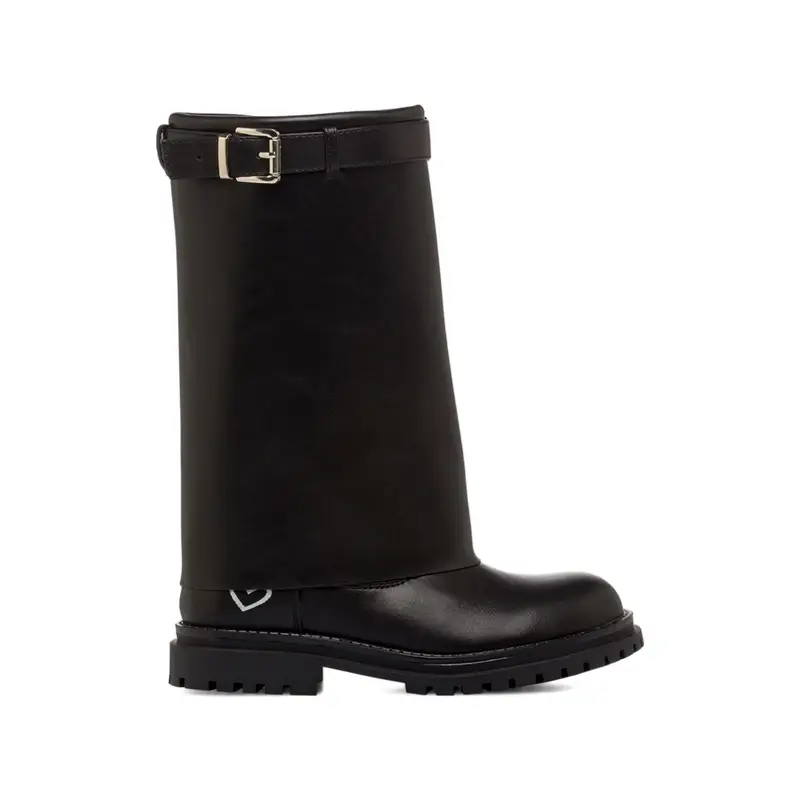 Stivali neri da bambina con gambale maxi risvolto