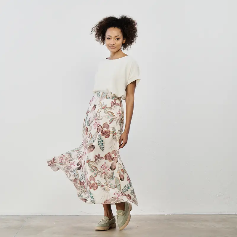 Gonna bianca lunga con stampa floreale