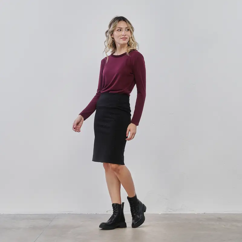 Gonna nera corta da donna con strass