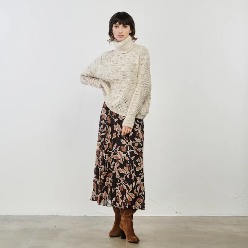 Gonna nera midi con fantasia effetto lurex