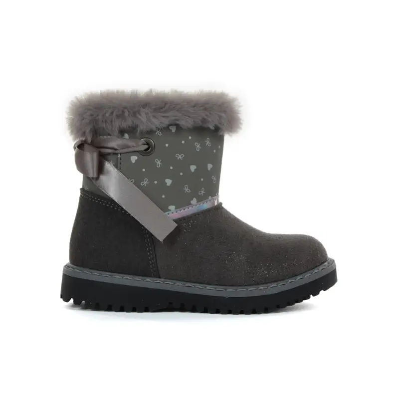 Stivaletti grigi da bimba con zip e interno in peluche