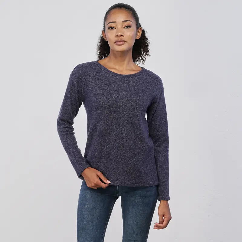 Maglioncino blu da donna in tessuto melange