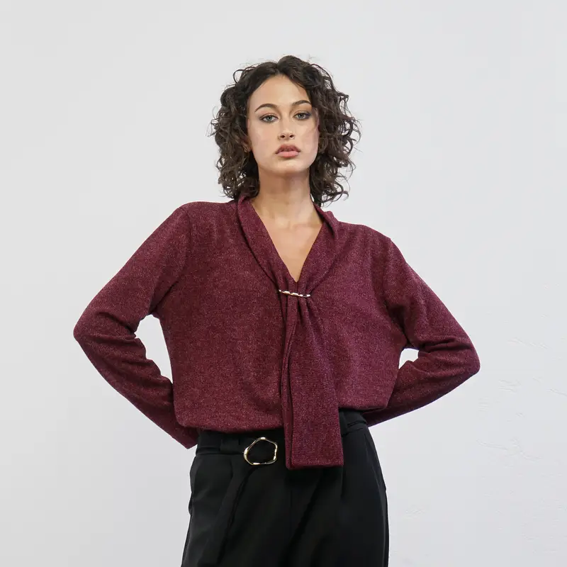Maglioncino bordeaux con dettaglio fusciacca