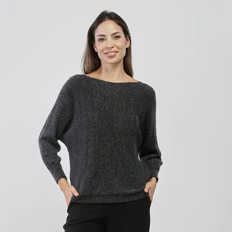 Maglioncino grigio da donna in tessuto lurex