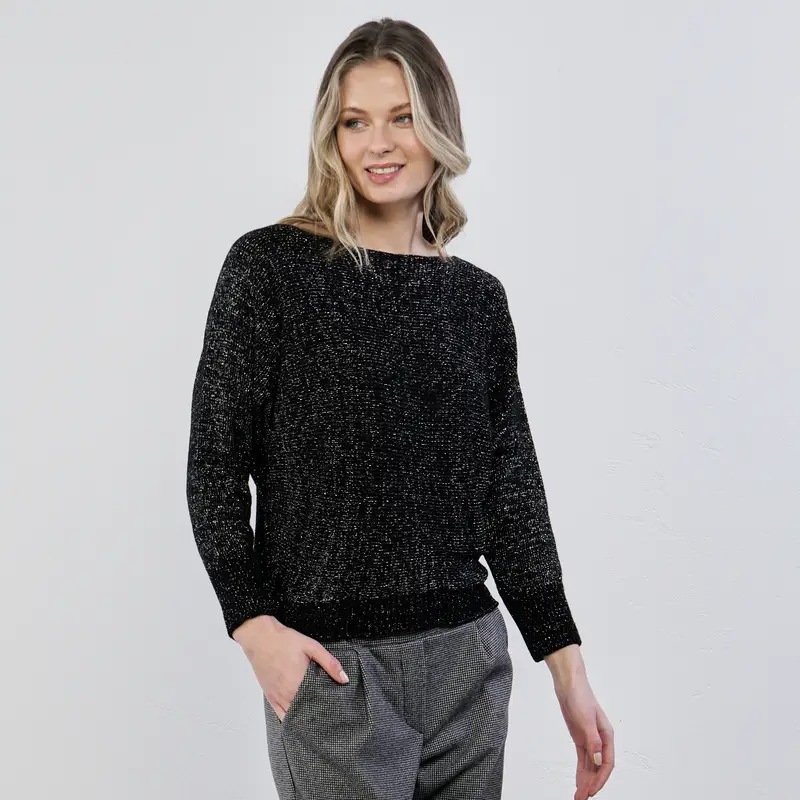 Maglioncino grigio in tessuto glitterato