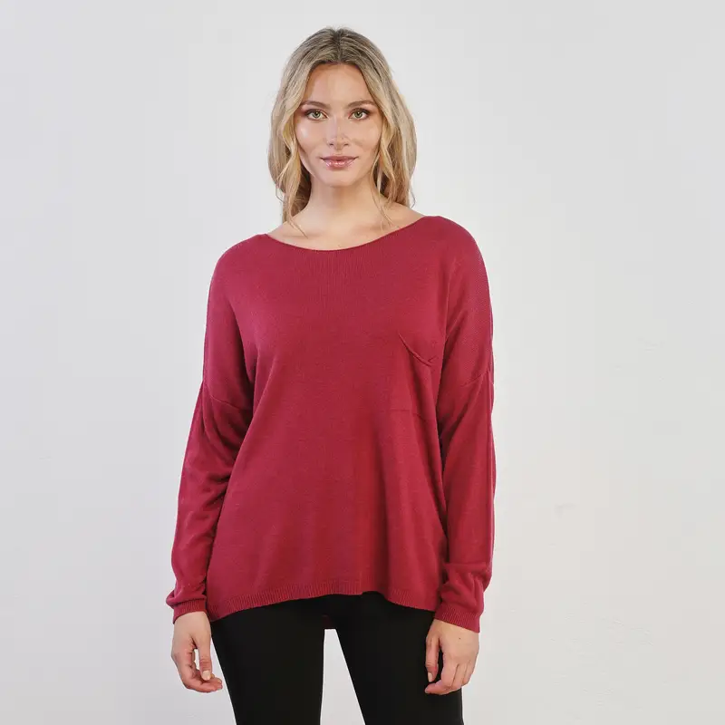 Maglioncino leggero rosso con taschino