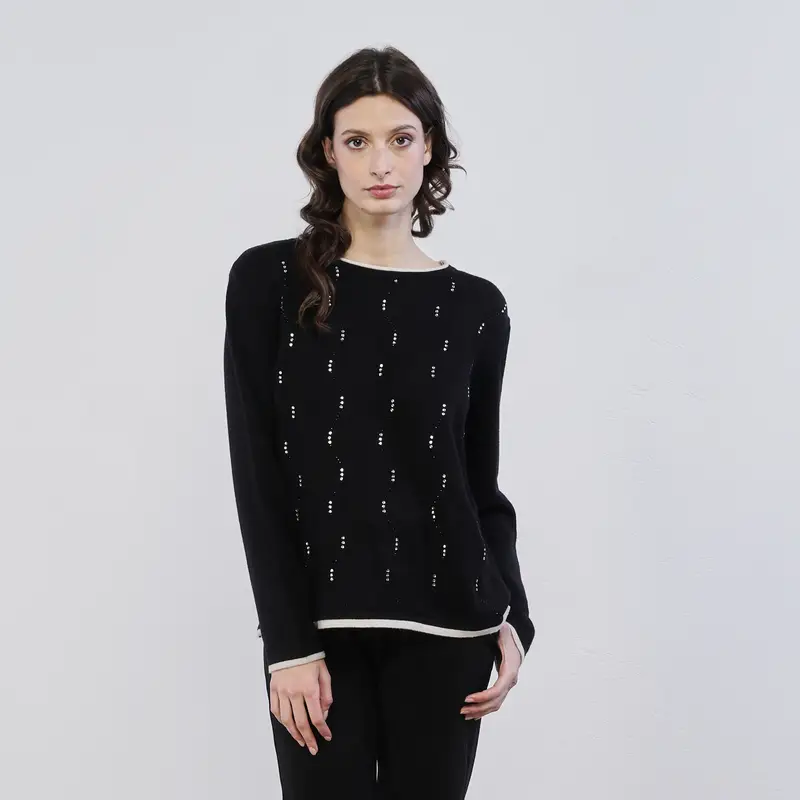 Maglioncino nero da donna con strass
