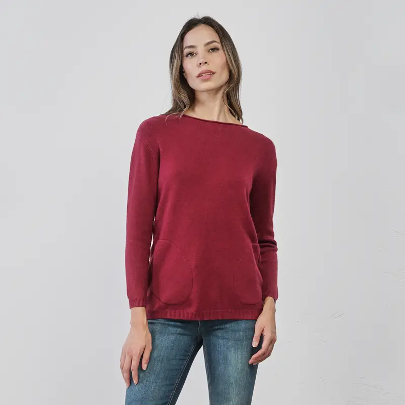 Maglioncino rosso da donna con tasche