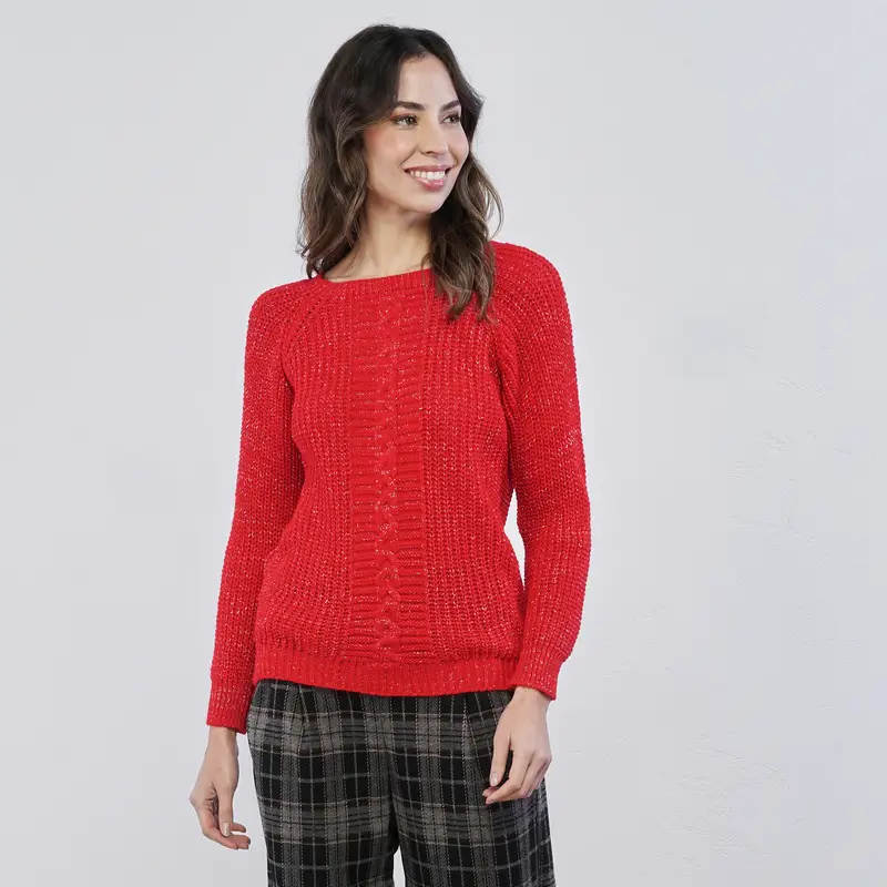 Maglione rosso da donna glitterato