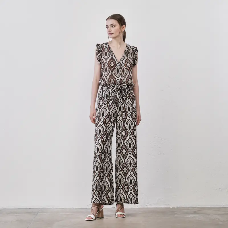 Pantaloni lunghi marroni da donna con fusciacca