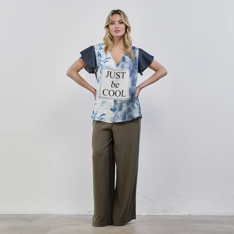 Pantaloni verdi ampi da donna con elastico in vita