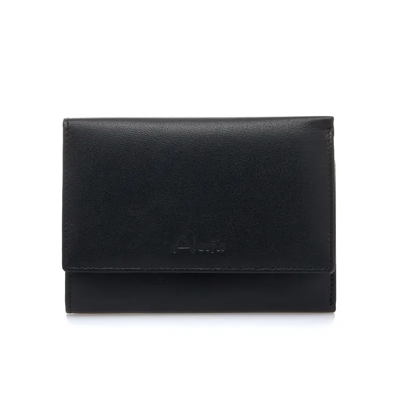 Portafoglio nero da donna in pelle