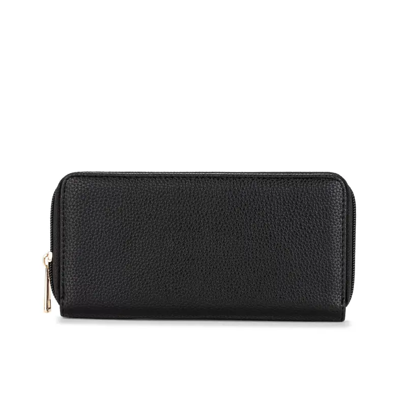 Portafoglio orizzontale nero da donna con zip