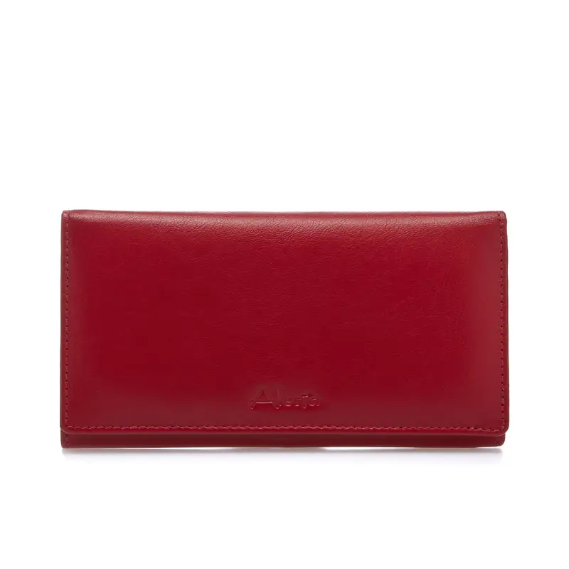 Portafoglio rosso da donna in pelle con logo