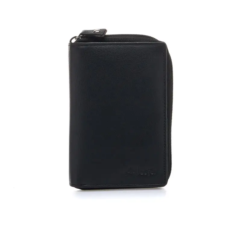 Portafoglio verticale nero da donna con zip