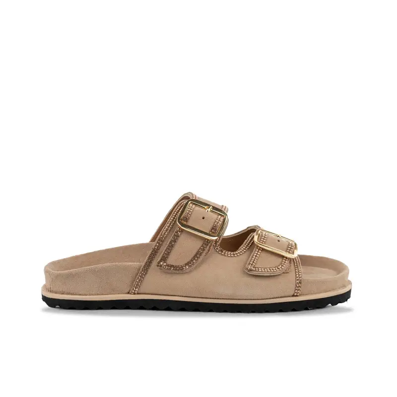 Sandali bassi beige in pelle da donna