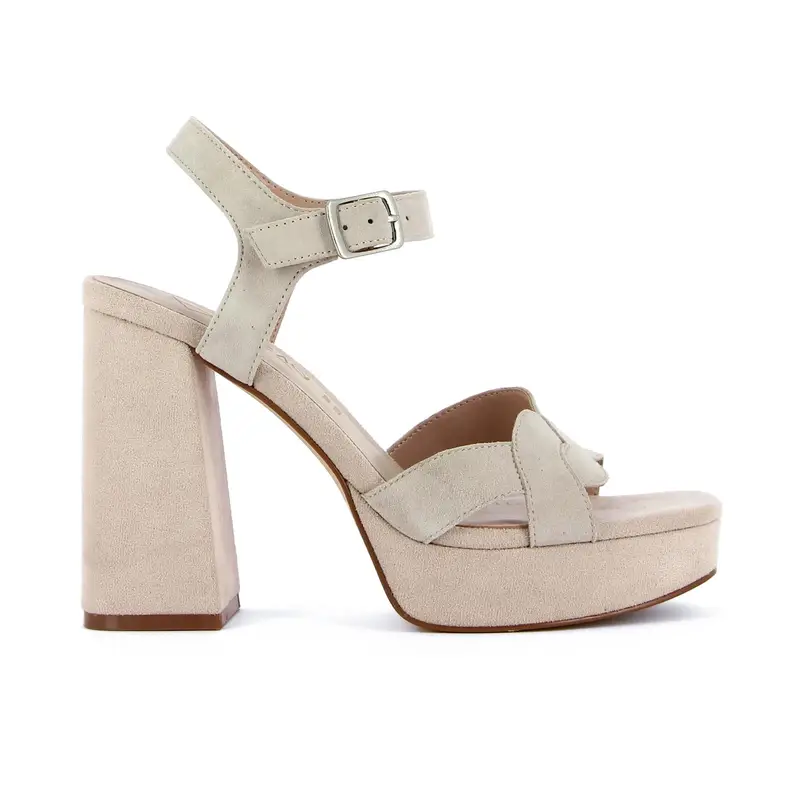 Sandali nude con cinturino in pelle con tacco alto e plateau