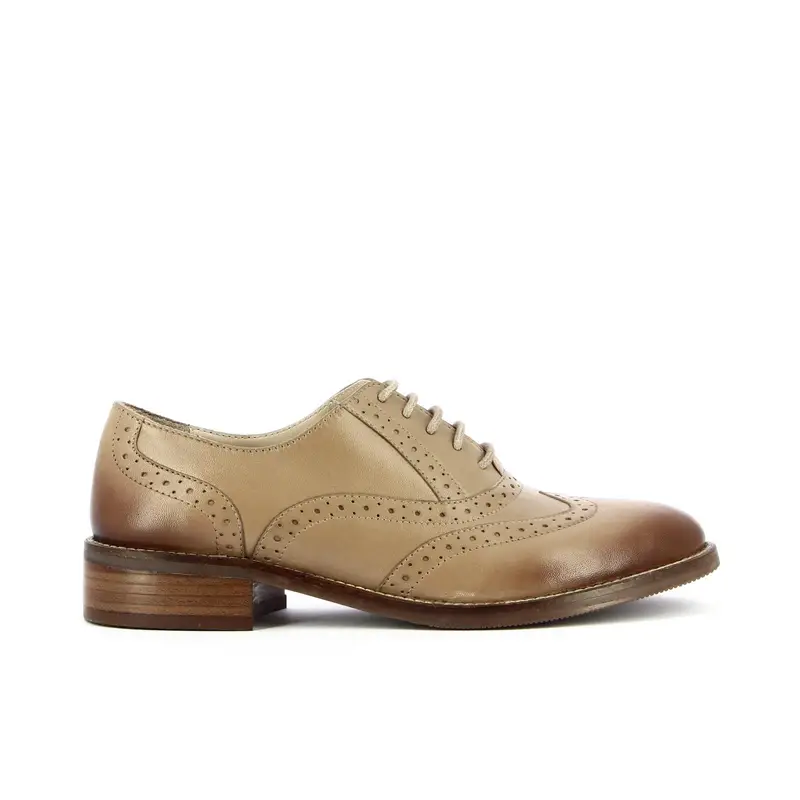 Scarpe beige brogue in pelle