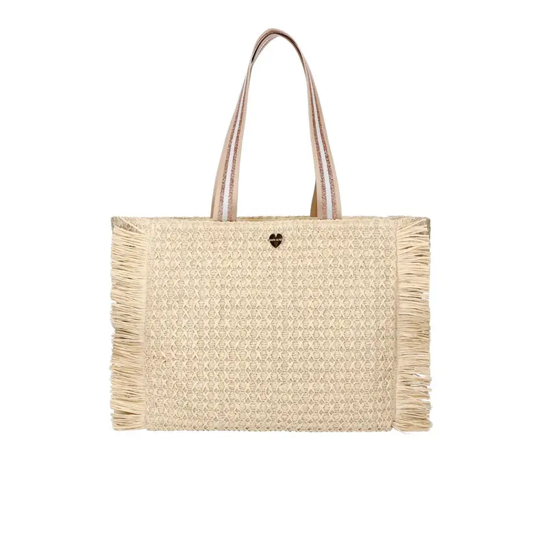 Shopper beige da mare in simil paglia