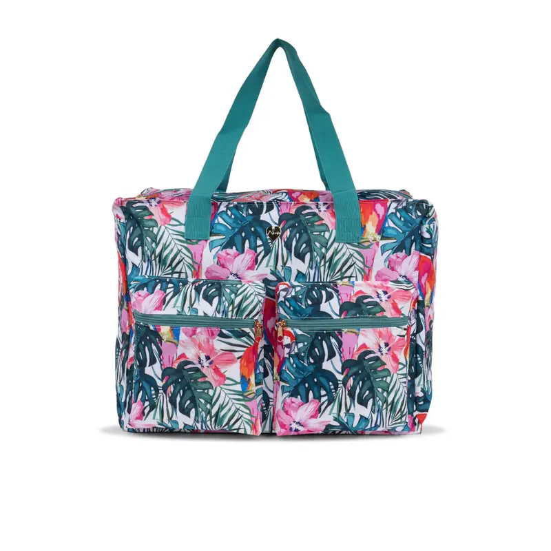 Shopper mare verde da donna in stampa tropical con tasche