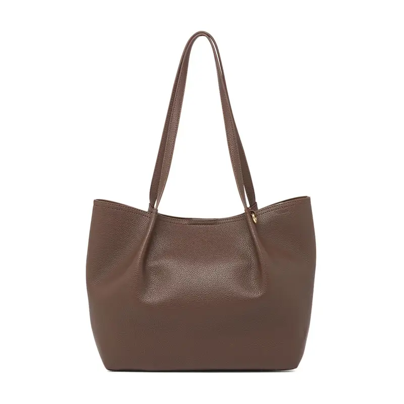 Shopper marrone da donna con doppio manico e pences