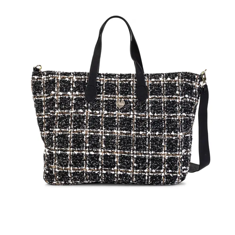 Shopper nera con manici e tracolla removibile