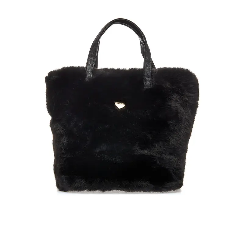 Shopper nera in morbido peluche