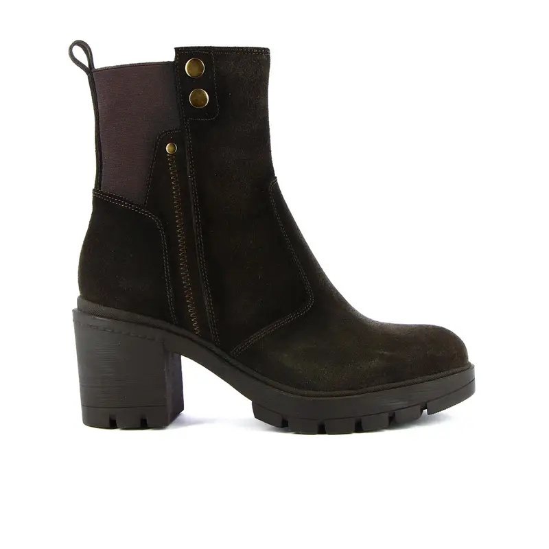 Stivaletti marroni con tacco in gomma