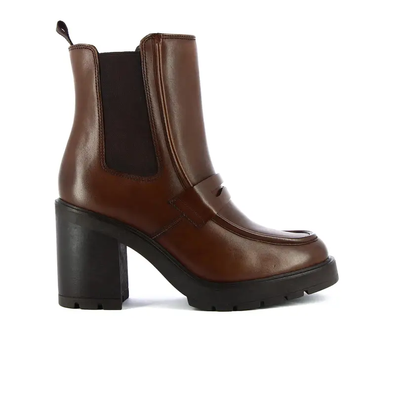 Stivaletti marroni in pelle modello chelsea con tacco in gomma