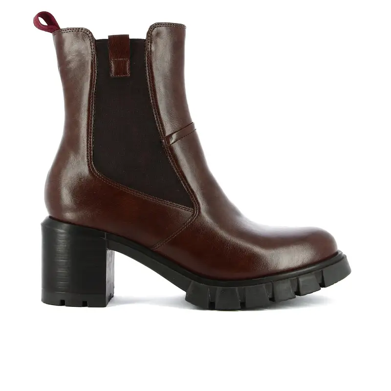 Stivaletti marroni in pelle modello chelsea con tacco