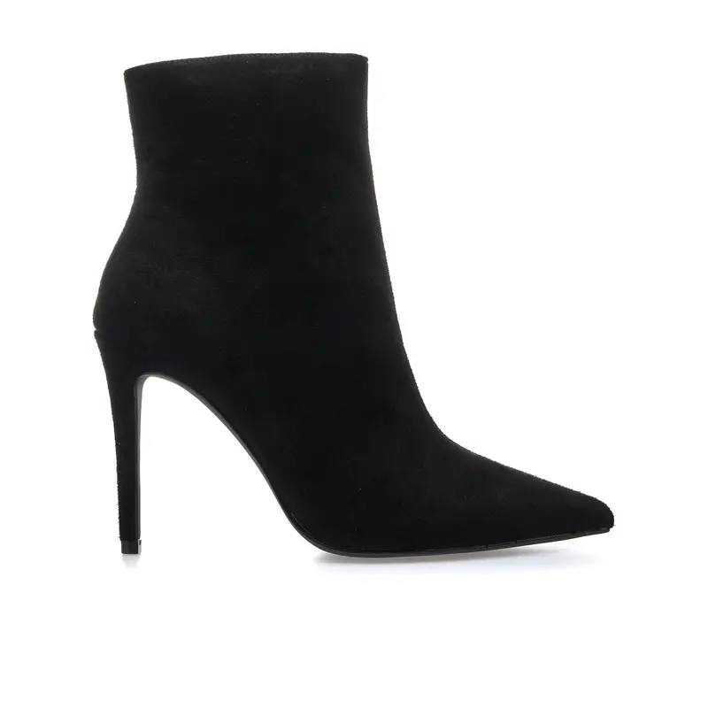 Stivaletti neri a punta con tacco alto e zip interna