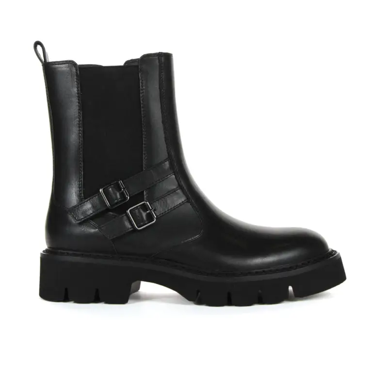 Stivaletti neri bassi modello chelsea con fibbie