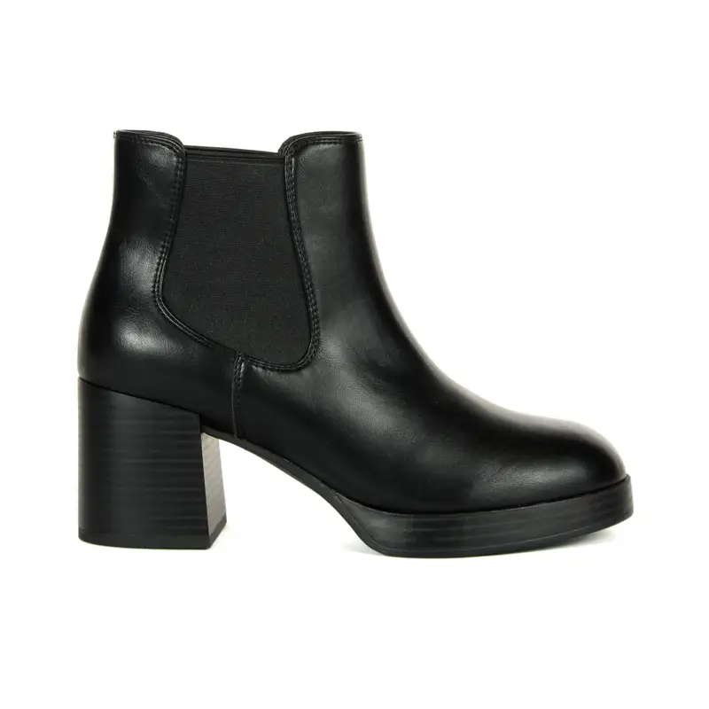 Stivaletti neri con tacco largo e plateau