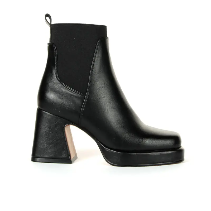 Stivaletti neri con tacco largo, plateau e fascia elasticizzata