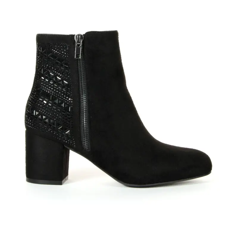 Stivaletti neri con tacco, zip e borchie
