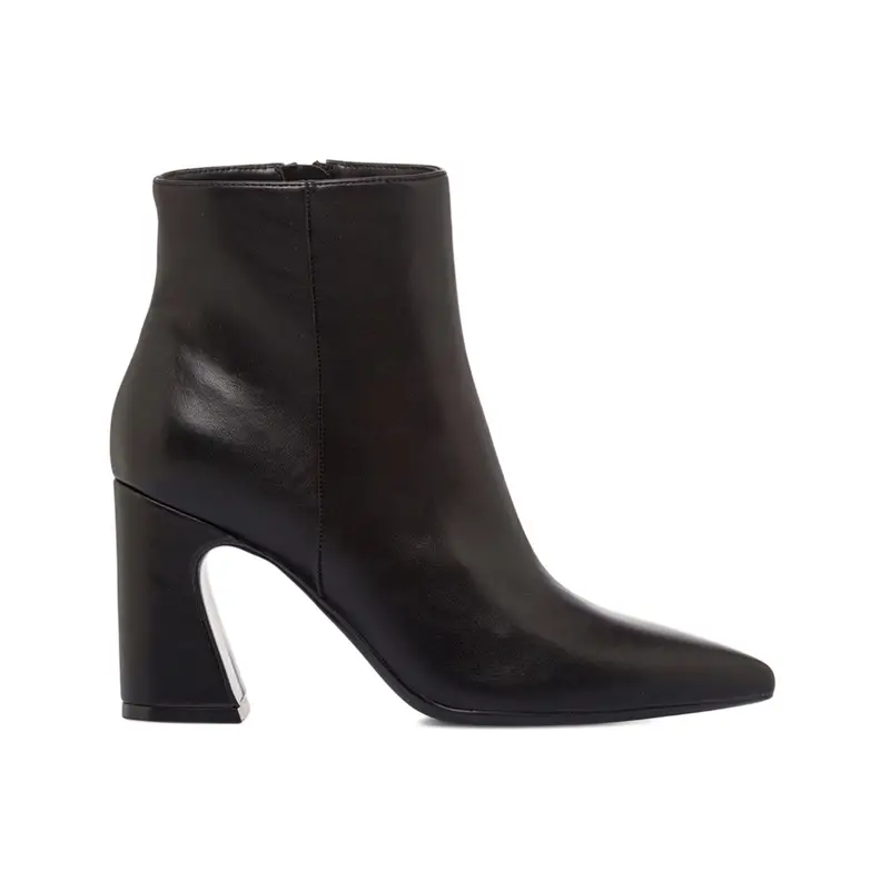 Stivaletti neri da donna a punta con tacco alto largo