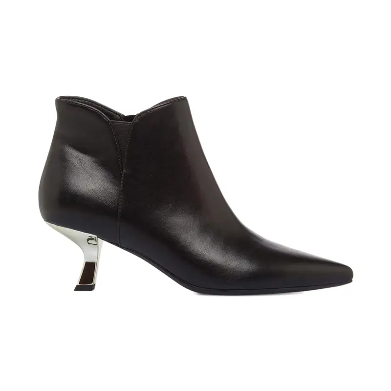Stivaletti neri da donna a punta con tacco basso a rocchetto