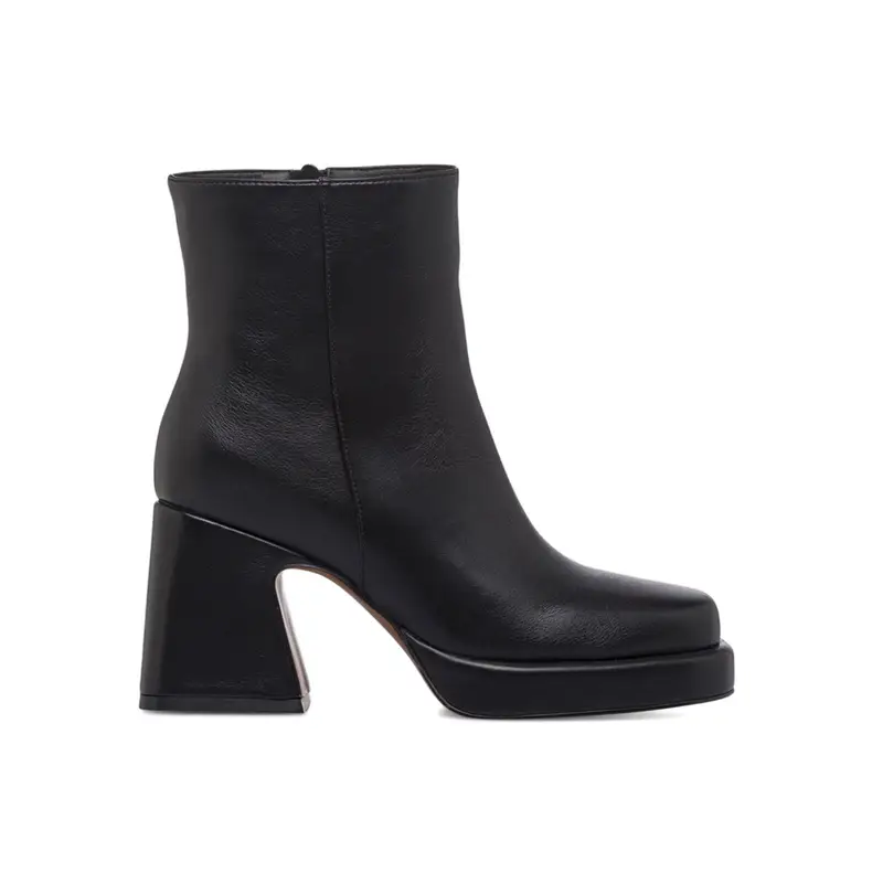 Stivaletti neri da donna con tacco alto largo e plateau
