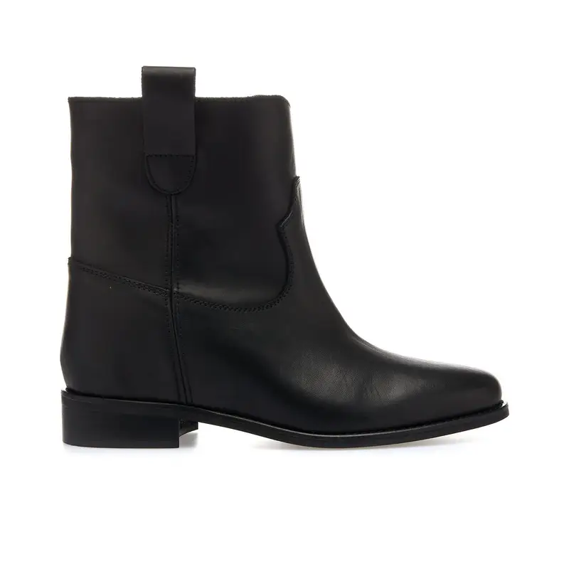 Stivaletti texani bassi neri in pelle con tiranti