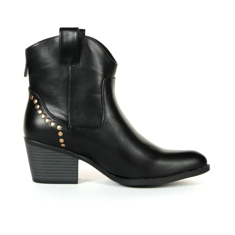Stivaletti texani neri con tacco e borchie