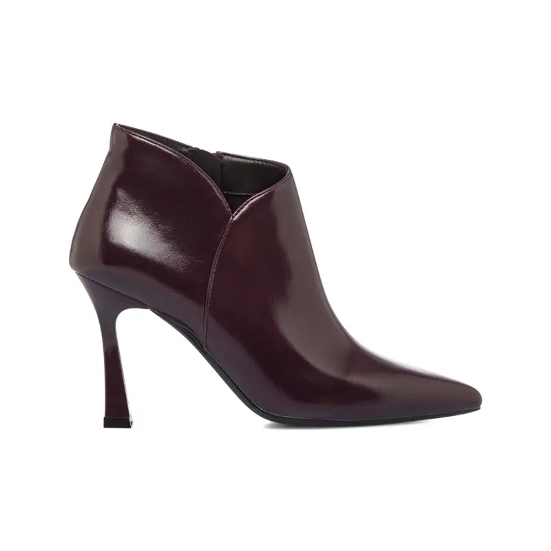 Stivaletti viola da donna a punta con tacco alto a rocchetto