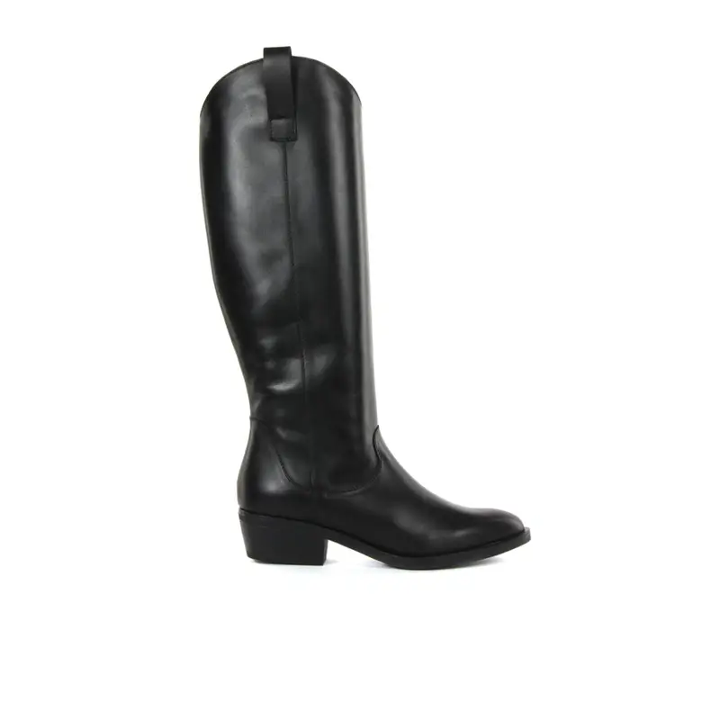 Stivali bassi neri in pelle modello texano